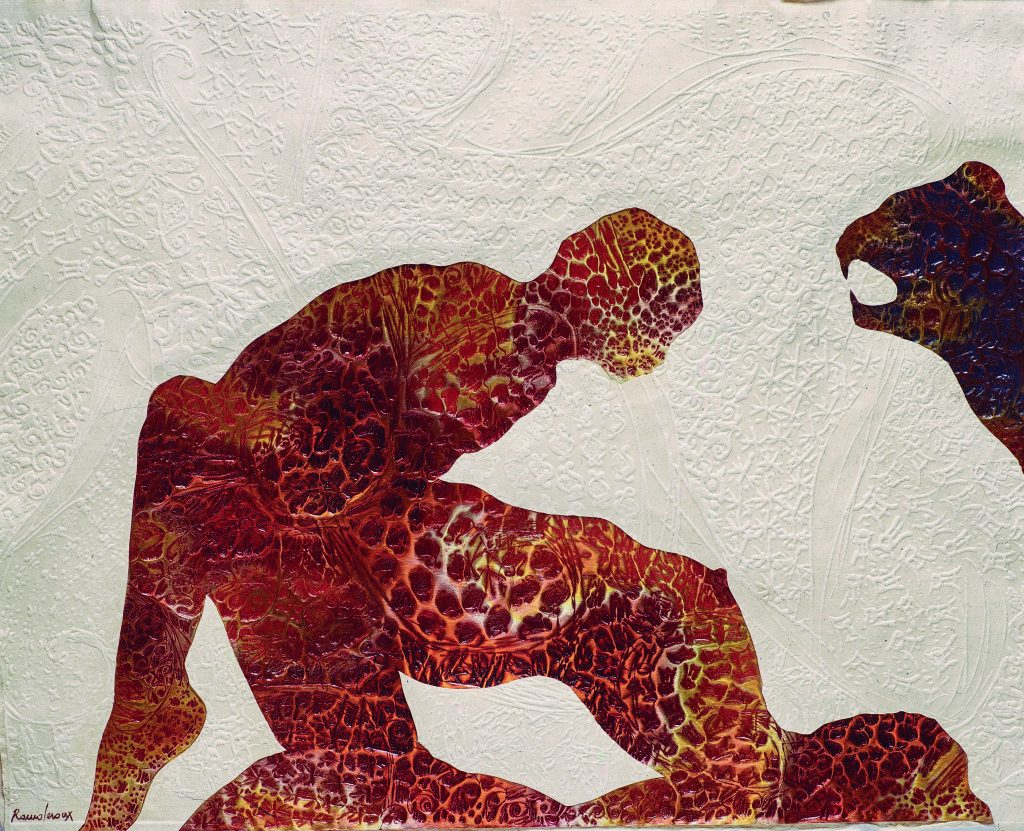 La imagen tiene un atributo ALT vacío; su nombre de archivo es 21.-Con-la-mujer-jaguar-papel-de-abacá-cobre-grabado-y-óleo-40x50-cm.-1024x831.jpg
